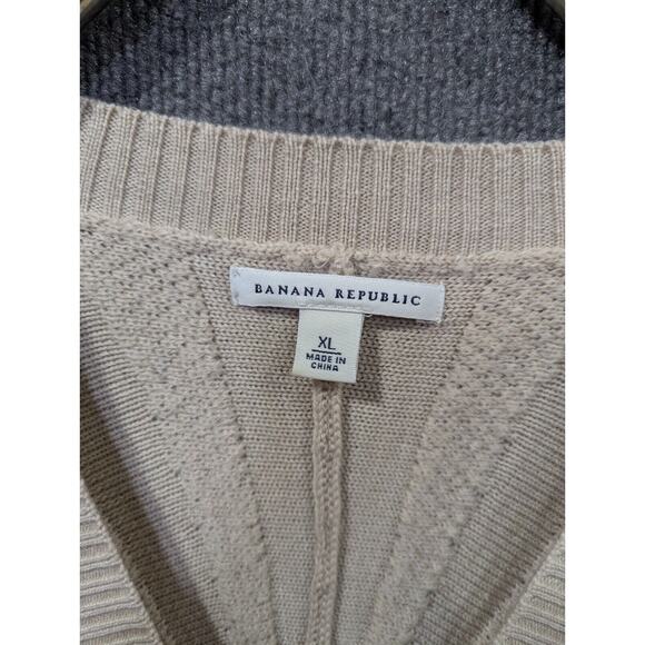Banana Republic Sunburst Sweater Dress Womens XL Beige V-Neck 100% Wool Pullover - Picture 2 of 9
